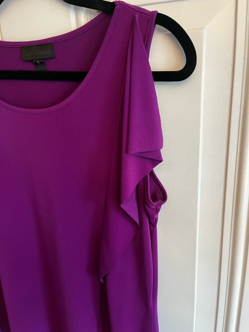 Sleeveless Ruffle Shell Top - Purple - Picture 3 of 4